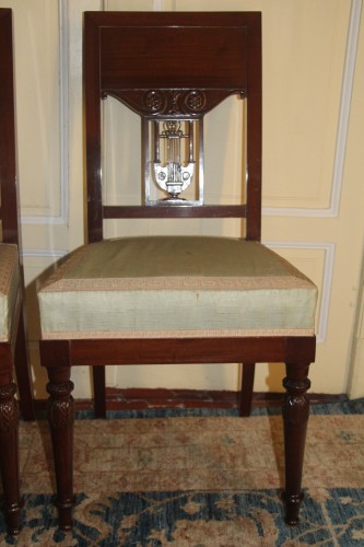 XIXe siècle - Paire de chaises en acajou attribuée à Georges Jacob, provenance Marquis de Mornay