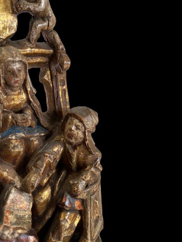 Sculpture en chêne, discussion théologique - Bruxelles fin du XVe siècle - Moyen Âge