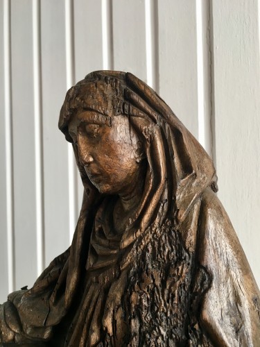 Sculpture Sculpture en Bois - Sainte Anne apprenant à lire à la Vierge