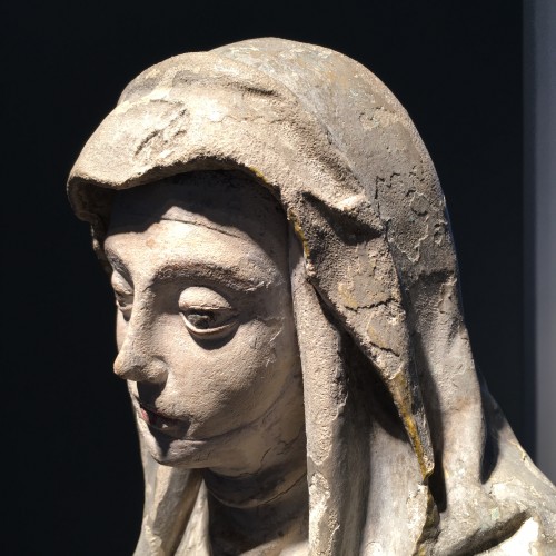 Sainte Brigitte sculpture en pierre calcaire - circa 1530 - probablement d'Allemagne - Sculpture Style Moyen Âge