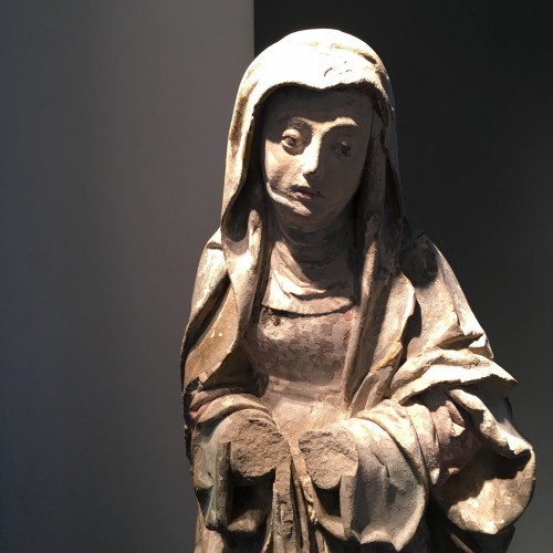 Sculpture Sculpture en pierre - Sainte Brigitte sculpture en pierre calcaire - circa 1530 - probablement d'Allemagne