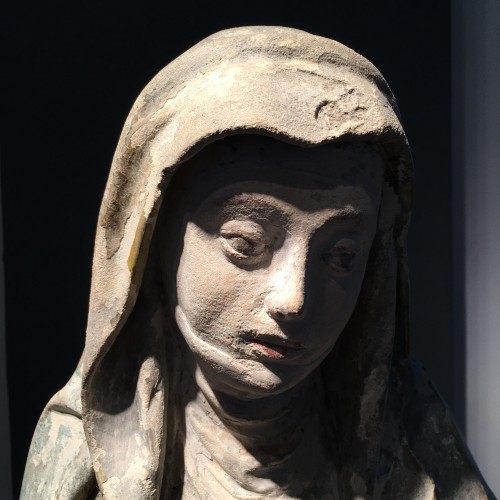 Sainte Brigitte sculpture en pierre calcaire - circa 1530 - probablement d'Allemagne - Moyen Âge