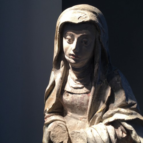Antiquités - Sainte Brigitte sculpture en pierre calcaire - circa 1530 - probablement d'Allemagne