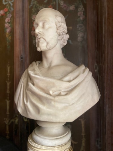 Sculpture Sculpture en Marbre - Buste d'homme d'État en marbre blanc - daté 1852 - signé Christopher Moore