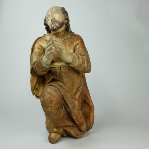 Antiquités - Saint Jean Sculpture Baroque - bois doré et polychromé ca. 1680