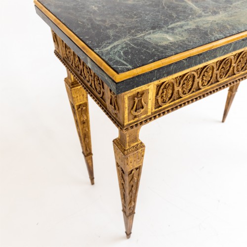 Console en bois doré et marbre, Toscane fin 18e siècle - Mobilier Style Louis XVI