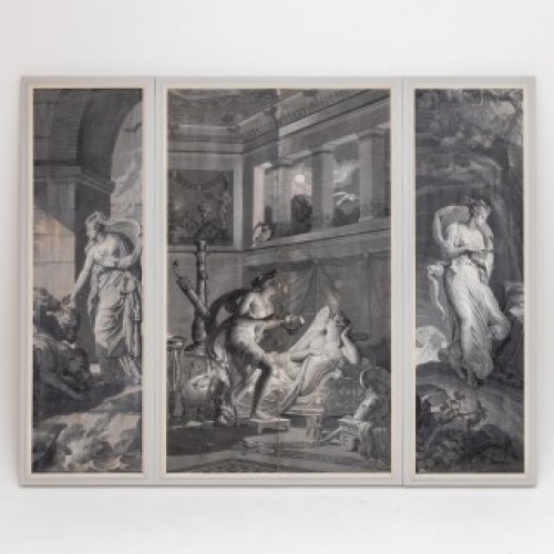 Papier peint en grisaille de la série "Psyché" par Merry-Joseph Blondel & Louis Lafit - Objet de décoration Style 