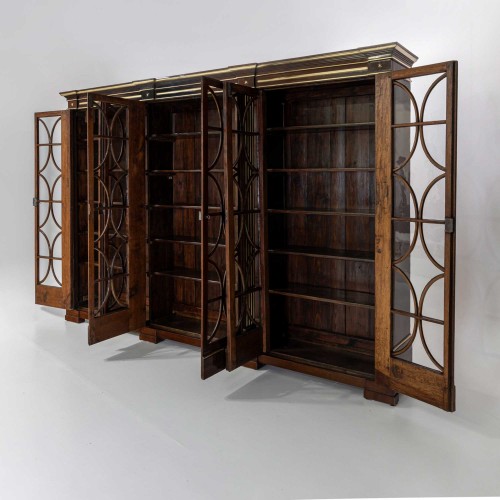 Grand meuble de bibliothèque avec cannelures en laiton, allemand, vers 1800 - Mobilier Style Empire