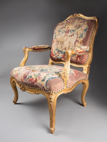 Suite de cinq fauteuils en tapisserie époque Louis XV - Louis XV