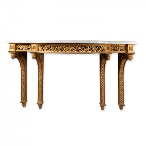 XVIIIe siècle - Grande console en bois doré époque Louis XVI
