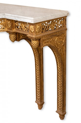 Antiquités - Grande console en bois doré époque Louis XVI