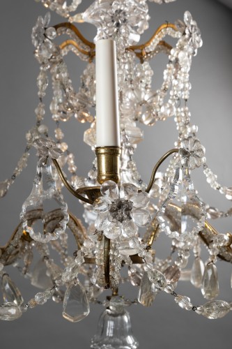 Lustre cristal et cristal de roche milieu XVIIIe siècle - Luminaires Style Louis XV