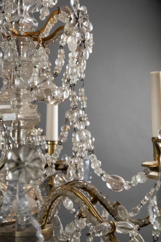 Louis XV - Lustre cristal et cristal de roche milieu XVIIIe siècle