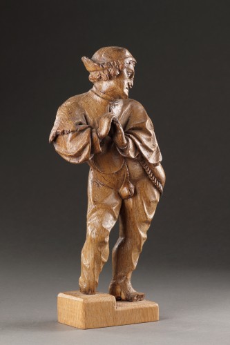 Antiquités - Figure d'homme sculptée, Flandres début du XVIe siècle