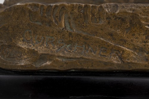 Antiquités - Encrier "Repos" Gustav Gurschner bronze marqué