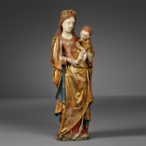 Vierge à l’Enfant, Comtés des Pays-Bas vers 1480/90 - Sculpture Style Moyen Âge