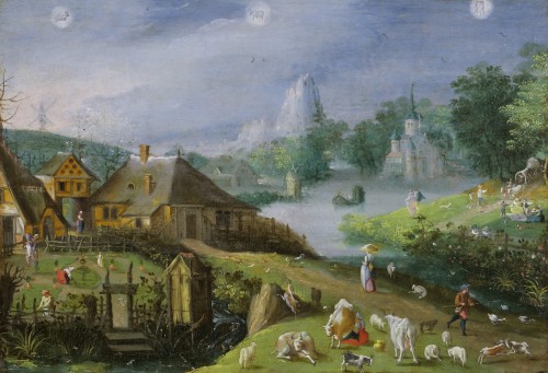 Abel Grimmer (1570/3-1618/9) - Paysage symbolisant la saison du printemps