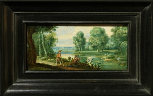 XVIIe siècle - Quatre paysages pastoraux avec des paysans - Attribué à Izaak van Oosten (1613-1661)