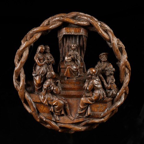Tondo avec le Christ parmi les Anciens - Sculpture Style Moyen Âge