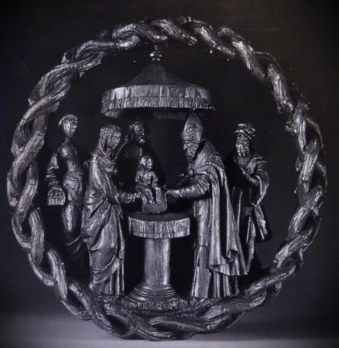 Sculpture Sculpture en Bois - Tondo avec le Christ parmi les Anciens