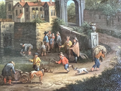 Tableaux et dessins Tableaux XVIIIe siècle - Scène de village au bord d'une rivière - Pieter Bout (entre 1640 et 1658 - 1689 et 1719)