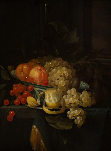 Nature morte au hanap et coupe de fruits - École hollandaise du 18e siècle