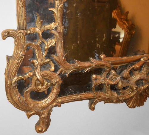 XVIIIe siècle - Miroir d’époque Régence à parcloses