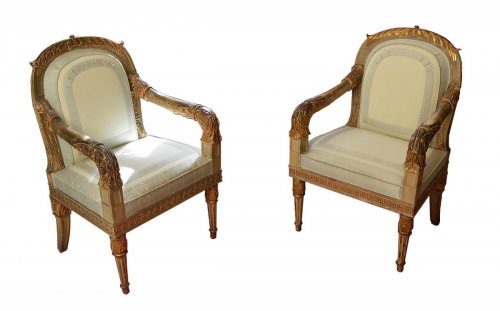 XIXe siècle - Paire de fauteuils d’époque néoclassique, Italie du Nord vers 1800