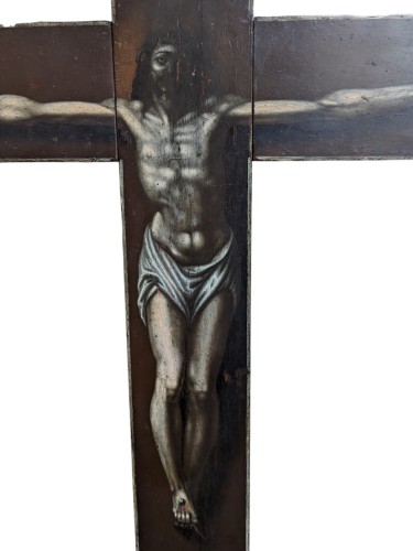 Christ en croix avec St Antoine, 17e siècle - Art sacré, objets religieux Style 