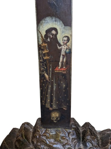 Art sacré, objets religieux  - Christ en croix avec St Antoine, 17e siècle