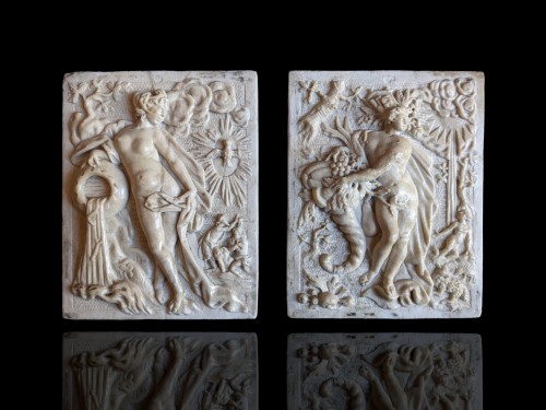 Allégories de l'Eau et la Terre en marbre, vers 1600 - Sculpture Style Renaissance