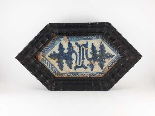 Carreau gothique, Manises XVè siècle - Céramiques, Porcelaines Style Moyen Âge