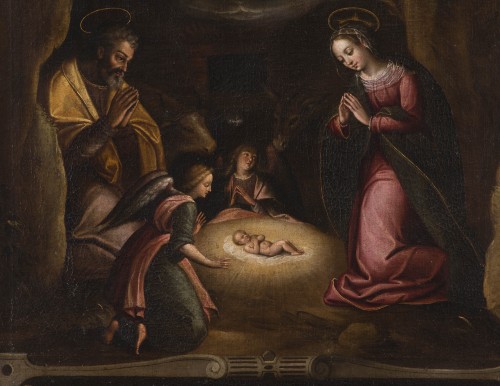 Nativité, école espagnole vers 1600 - Tableaux et dessins Style 