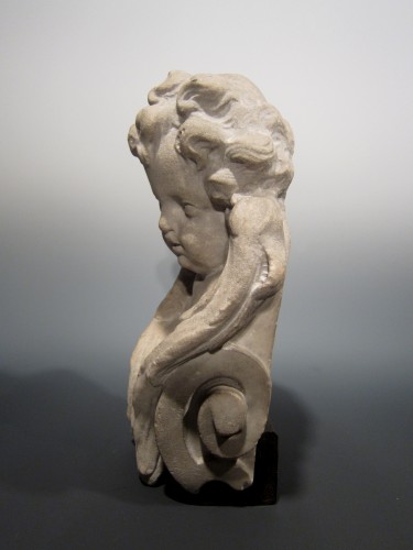 Buste d'ange en marbre, Italie, XVIIe siècle - Sculpture Style 
