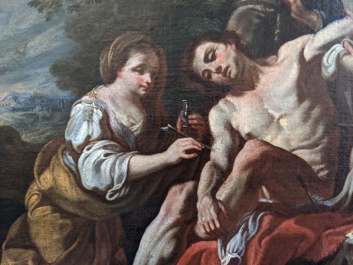 Tableaux et dessins Tableaux XVIIIe siècle - Fedele Fischetti (Nâples, 1732 - 1792), St Sébastien soigné par les Saintes Femmes