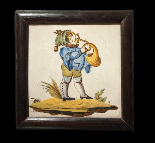 XVIIIe siècle - Quatre carreaux en faïence, Manises vers 1800