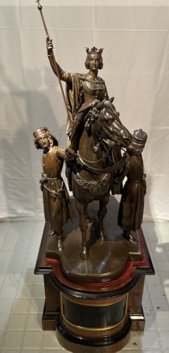 Grand groupe équestre en bronze de la Reine Isabelle - Sculpture Style 