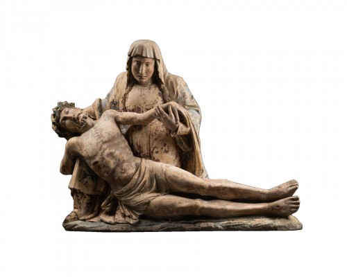 Vierge de pitié en pierre polychrome - France premier quart du XVIe siècle