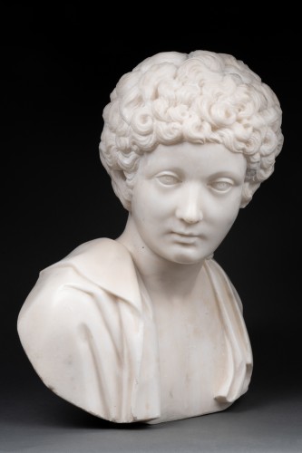 Sculpture Sculpture en Marbre - Buste de Marc-Aurèle jeune en marbre - France XVIIIe siècle