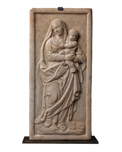 Vierge à l'Enfant en bas-relief - Italie XVIe siècle