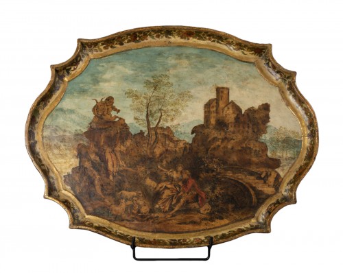 Plateau en bois et arte povera - Les marches, Italie début XVIIIe siècle
