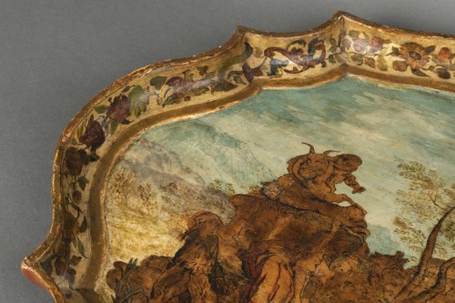 Plateau en bois et arte povera - Les marches, Italie début XVIIIe siècle - Objet de décoration Style 