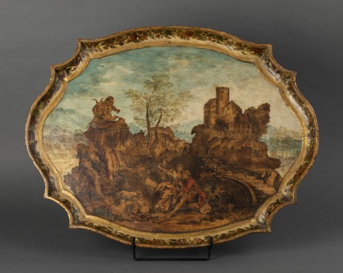Plateau en bois et arte povera - Les marches, Italie début XVIIIe siècle - 