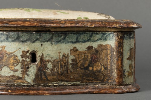 Antiquités - Boîte à couture en bois et arte povera - Vénétie début du XVIIIe siècle