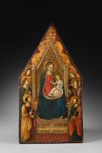 Tableaux et dessins  - Vierge en majesté à « fond d’or » - Primitif toscan XIVe siècle