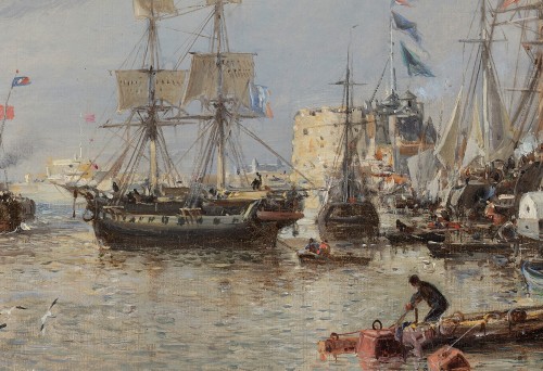 Jules Achille NOËL (Nançy 1815 - 1881 Mustapha) Vue du port du Havre 1872 - Tableaux et dessins Style Napoléon III