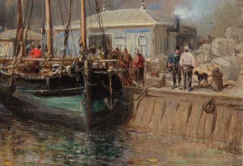 Jules Achille NOËL (Nançy 1815 - 1881 Mustapha) Vue du port du Havre 1872 - Galerie Barnabé