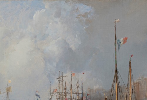 Jules Achille NOËL (Nançy 1815 - 1881 Mustapha) Vue du port du Havre 1872 - Napoléon III