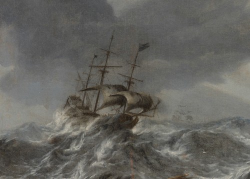 Tableaux et dessins Tableaux XVIIe siècle - Hendrick STAETS (1600/1626 - 1659/1679) - Navires hollandais par mer agitée