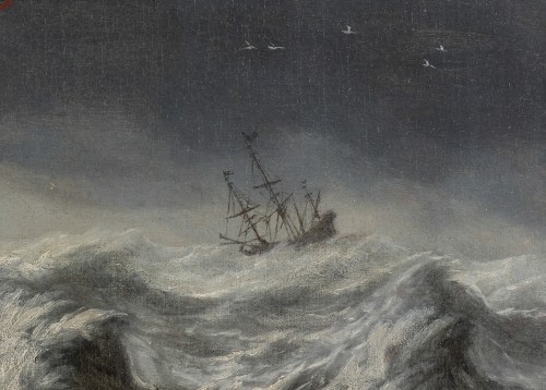Hendrick STAETS (1600/1626 - 1659/1679) - Navires hollandais par mer agitée - Galerie Barnabé
